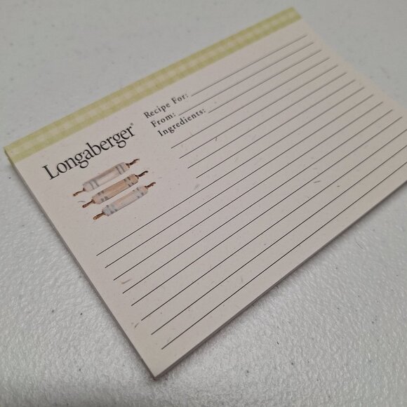 Longaberger Recipe Cards Set 20 Pieces Basket Rolling Pin Knives Casserole Dish - Picture 5 of 5